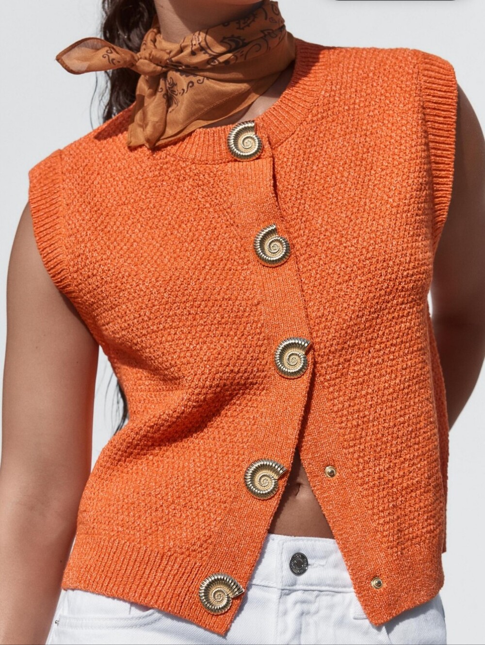 ZARA Shell Button Knit Vest Top - Size S
